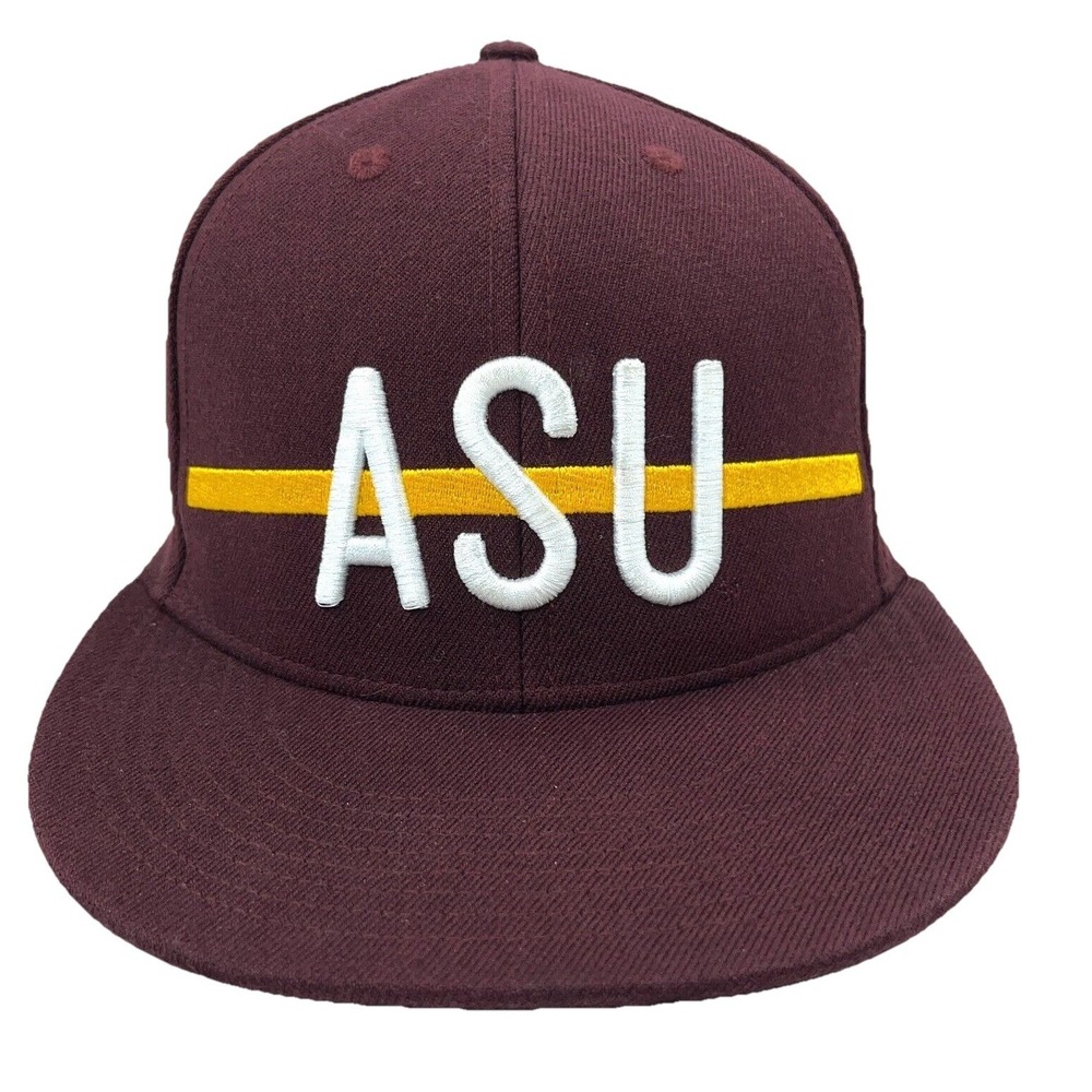 Arizona State Sun Devils Hat‎ Cap Stretch Flex Fit Size S/M Maroon Flat Bill